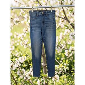 American Eagle Womens Jegging Stretch Stressed Jeans Size 4 Blue Denim 28X29